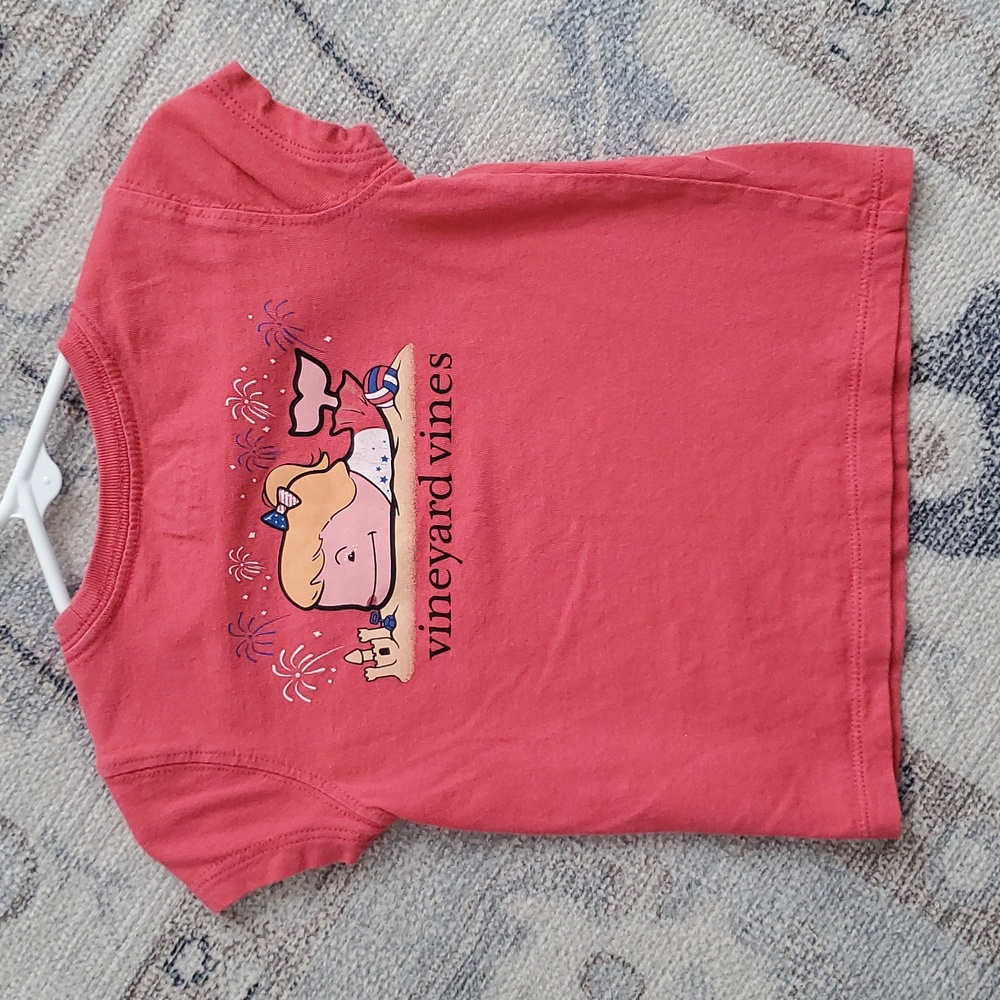Vineyard Vines Toddler Girls Beach Summer Patriotic Whale Pocket Tee Shirt Sz2T